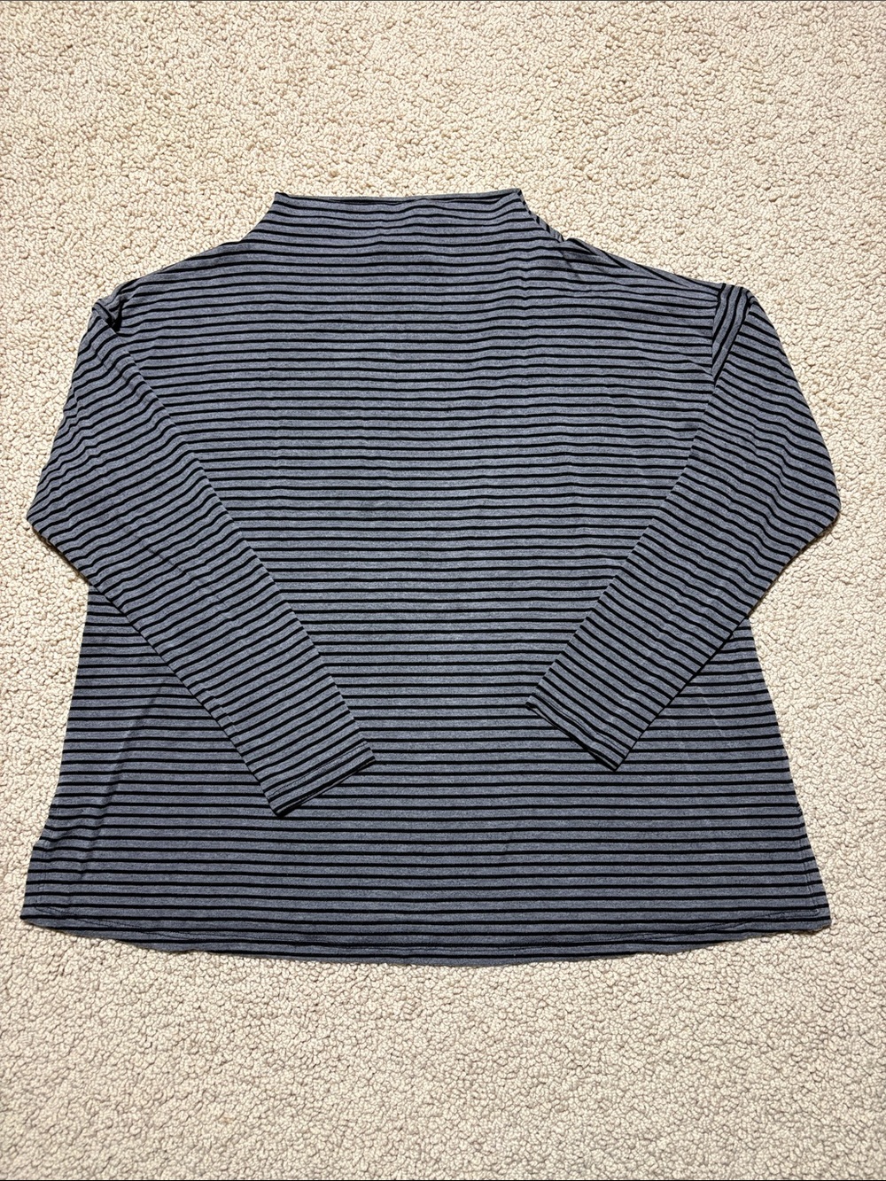 Eileen Fisher Navy and Gray Striped Long Sleeve Tunic
